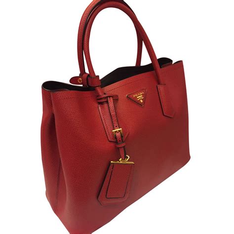 prada panier tote saffiano leather black red|prada odette saffiano.